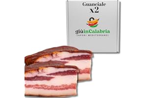 Guanciale Calabrese - 2 Pezzi Interi da 400g L'uno - Prodotti Alimentari Italiani Di Calabria - Salumi Artigianali, Ideale Per Carbonara, DA AFFETTARE