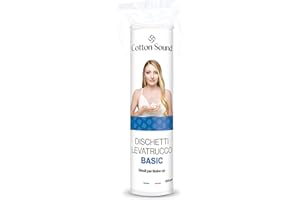 COTTON SOUND BASIC Dischetti Struccanti 100 Pezzi, Dischetti 100% Cotone, Adatti a Tutti i Tipi di Pelle, Ideali per la Rimozione del Trucco, Made in Italy