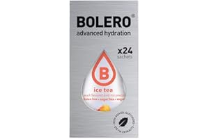 Bolero Drink 24 Bustine 3 gr grammi Sticks Frutta Preparato Polvere Solubile Per Bevanda Fresca in Acqua Prodotto, 72 grammi dolcificato alla stevia (Ice Tea Peach)