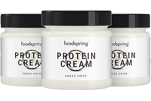foodspring Crema Proteica, Noce di cocco, 3 x 200g, 85% di zuccheri in meno, Più proteine, Senza olio di palma, Con aromi naturali