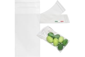 DecoraParty 100 Bustine Trasparenti Piccole per Confetti e Alimentari, Buste Sacchettini di Plastica per Alimenti in Cellophane con Chiusura Adesiva - 6 x 10 cm