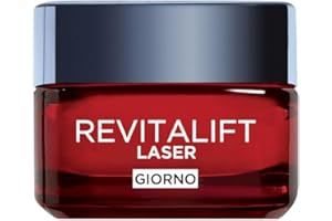 L'Oréal Paris Crema Viso Giorno Revitalift Laser, Azione Antirughe e Anti-Età, Per Pelle più Soda e Tonica, Con Acido Ialuronico, Vitamina C e Pro-Retinolo, 50 ml
