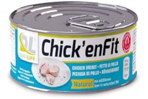 CHICK'ENFIT Petto di pollo in scatola senza additivi, a basso contenuto di grassi e con il 26% di pro4teine 155gr (100gr sgocciolato) (Natural)