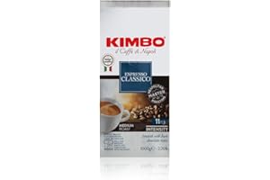 Kimbo Chicchi di Caffè Interi Espresso Classico, Tostatura Media, Busta da 1kg