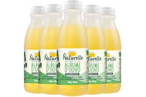 Le Naturelle 6 bottiglie Albume d'uovo 500g (485ml). 51g di PROTEINE a bottiglia. Da galline allevate a TERRA. Si conserva a temperatura ambiente
