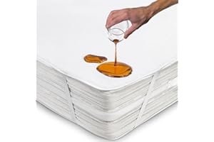 Coprimaterasso Matrimoniale Impermeabile 160x200 cm Lenzuolo in Cotone Cerata per Letto Protezione Salva Materasso Traversa Traspirante Antiacaro Anallergico Lavabile in Lavatrice con 4 Elastici