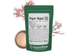 SaporePuro AGAR AGAR in polvere 50 gr - 500 gr - 1000 gr - Gelificante naturale SENZA GLUTINE - ideale per cucina molecolare, addensante per dolci, marmellate, budini e gelati