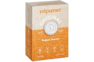 Yogourmet - Fermenti per Yogurt (6 Bustine = 6 Litri) Fai lo Yogurt in Casa - Naturale, Senza Glutine, Kosher, Halal