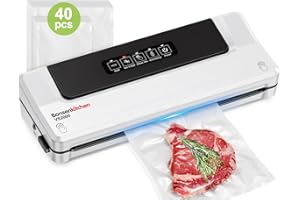 Bonsenkitchen Macchina Sottovuoto per Alimenti 4 in 1 - Macchina Sottovuoto per La Cottura Sottovuoto e La Conservazione di Alimenti Freschi, Con Modalità Vuoto Esterno, con 40 sacchetti sottovuoto