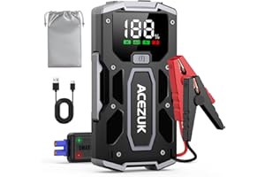 ACEZUK Avviatore Batteria Auto, 4000A Avviatore di Emergenza per Auto/Moto(7.0L Gas or 5.5L Diesel) Starter Batteria Auto Portatile Jump Start con LED/LCD Booster Avviamento Auto