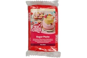 FunCakes Pasta di Zucchero Fire Red: facile da usare, liscia, flessibile, morbida e pieghevole, perfetta per decorare torte, halal, kosher e senza glutine. 250 gr