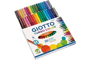 GIOTTO Turbo Color - Astuccio da 36 Pennarelli a Punta Fine, 2.8mm, Colori Intensi