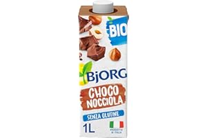 BJORG Bevanda di Riso al Cioccolato e Nocciole, Bevanda Vegetale a Basso Contenuto di Grassi, Senza Glutine, Gusto Goloso, Vegan, Prodotto in Italia,1L
