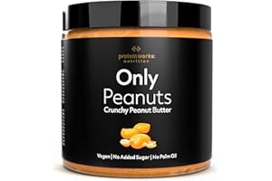 Protein Works, Burro di arachidi Croccante, Peanut Butter naturale al 100%, Vegano, Senza zuccheri aggiunti, conservanti od olio di palma, Protein Works, 500g