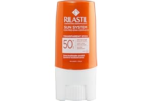 Rilastil Sun system Stick Solare Transparente SPF 50+ per Pelli Sensibili e Zone Delicate, Resistente all'Acqua, 0% Parabeni,Senza profumo, 8,5ml