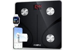 RENPHO Bilancia Pesapersone Digitale, Professionale Bilancia Impedenziometrica in Vetro Temperato, Max 180kg, Bluetooth Bilancia Pesa Persona con App, Elis 1