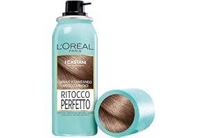 L'Oréal Paris Spray Ritocco Perfetto, Spray Istantaneo per Radici e Capelli Bianchi, Durata fino a 1 Shampoo, Colore: Castano, 75 ml