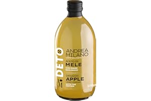 Deto Andrea Milano, Aceto di Mele Biologico, Ricco di Proteine, da Usare come Condimento su Insalate o Verdure, Dolce e Delicato, Made in Italy, 500 ml