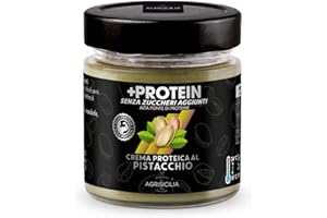 Agrisicilia, +Protein crema spalmabile al Pistacchio, crema proteica senza zuccheri aggiunti, gusto pistacchio,creme spalmabili ideali per la dieta, 200 grammi