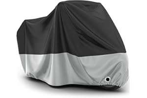 Favoto Telo Coprimoto Esterna Impermeabile - Copertura per Moto XXL Oxford Antipolvere Protezione UV con Foro per Lucchetto Fibbia Antivento 245x105x125cm Nero Argento