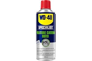 WD-40 - Specialist - Pulitore Catena Moto - Asciugatura rapida, Non lascia residui - Pulisce, previene l'usura - Per catene, forcelloni e trasmissioni - Compatibile con O, X e Z ring - Spray 400ml