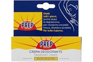 Prep, Crema Deodorante, Antitraspirante, Protezione 48h, per Pelli Sensibili, Senza Alcol, Coloranti e Conservanti