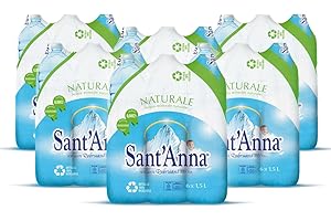 Acqua Sant'Anna Naturale 1,5L | Pack 36 Bottiglie | Acqua Minerale Oligominerale, Minimamente Mineralizzata| Fonte Alpina, Idratante e Leggera