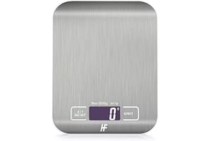 Bilancia da cucina digitale Bilancia per alimenti con piattaforma in acciaio inossidabile Cucina elettronica con display LCD retroilluminato Multifunzione per uso domestico e ufficio 5 kg 1 g 11 libbr
