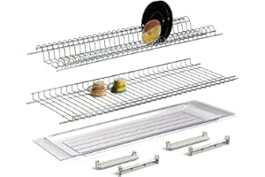 VI.TEL. Scolapiatti in acciaio cromo protetto con vaschetta raccogli gocce (86 Cm per pensile da 90 Cm) griglia bicchieri