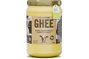 Exponatura Ghee biologico - burro chiarificato secondo l’antica ricetta Ayurvedica - solo da latte di mucche al pascolo - senza lattosio estremamente digeribile - Ghi (500 g)