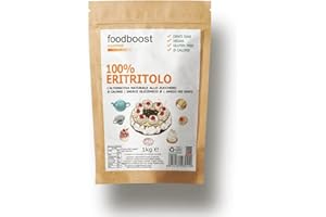 Beppiani Eritritolo 1Kg foodboost, sostituto dello zucchero, 0kcal - 100% Puro, stesso potere dolcificante dello zucchero da cucina, adatto per diabetici e diete ipocaloriche o bilanciate