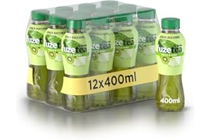 FuzeTea Tè Verde Mela e Kiwi Senza Zuccheri – 12 Bottiglie da 400 ml, Tè Freddo alla Mela e Kiwi, Senza Zuccheri, in Bottiglia PET 100% Riciclabile, Bevanda Analcolica