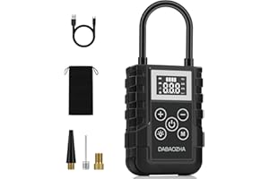 Compressore Aria Portatile, Portable Electric Air Compressor 150PSI, 4 Modalità Mini Compressore Lampada LED, Nuovo 2024 Portable Air Pump per Auto/Bici/Moto/Scooter/Pallone (Nero)