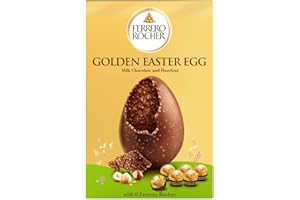 Ferrero Rocher - Uovo di Pasqua 2025 al Cioccolato al Latte con Granella di Nocciole, 6 Specialità Ferrero Rocher Incluse, Idea Regalo Pasqua, 250 Grammi