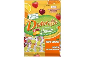 Dietorelle - Caramelle Dure Ripiene Vegan Mix, Senza Zucchero E Senza Gelatina Animale - Sacchetto Da Gr, Frutta, 140 Grammo