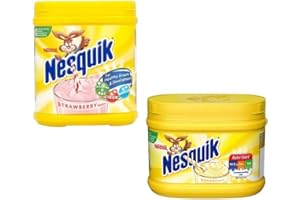Nesquik Banana and Strawberry Milkshake Bundle | Enjoy This Delicious Combo | Banana Flavour 1 x 300g and Strawberry Milkshake 1 x 500 g | Total of 2 tubs