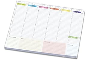LEViM4 - Planner Settimanale 2025 da scrivania A4 ed A3 - Planning da Tavolo Perpetuo da 52 Fogli, Incollato in Testa, imballo plastificato, Cartoncino di Supporto, Date Personalizzabili, agenda mini