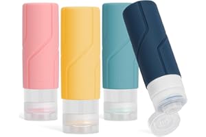 Alyvisun 4 Pezzi Flaconi da Viaggio in Silicone, [Ricaricabili & Anti-Perdita] Contenitori Viaggio Liquidi, Boccette da Viaggio 100ml per Shampoo, Lozione, Cosmetici