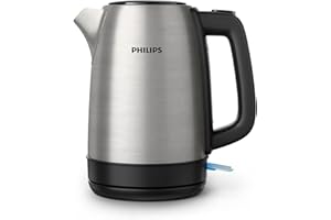Philips Bollitore Elettrico - 1,7 L, Coperchio a Molla, Spia Luminosa, in Acciaio Inox, Base Girevole (HD9350/90)