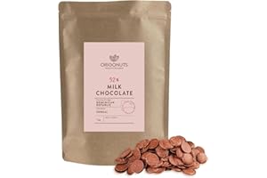 ORIGONUTS Gocce di Cioccolato al Latte per Pasticceria 1 kg 52% Cacao Pepite di Cioccolato Latte per Dolci Cioccolato da Sciogliere Chips di Cioccolato per Copertura Dolci Fondue Cioccolato Dubai