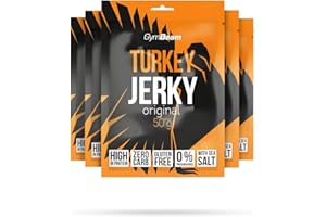 GymBeam Carne Secca di Tacchino, Turkey Jerky 50g, Snack Leggero e Ricco di Proteine, Carne di Tacchino di Alta Qualità, 38,4g di Proteine per Porzione, Gusto Eccezionale (50 g (5er pack))