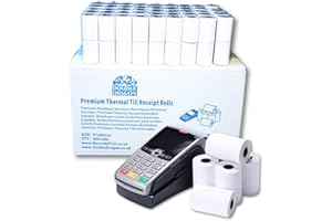 Double Dragon, Rotolo di ricevuta termica premium da 57 x 40 mm per macchina per carte di credito PDQ, POS, EPOS, registratore di cassa [Confezione da 20]
