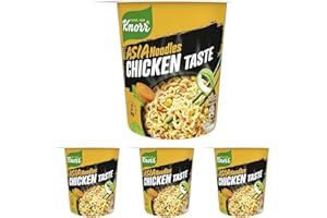 Knorr Noodles Chicken Taste, Noodles Istantanei, Chicken Taste, Pronti in 3 Minuti, Spezie Selezionate - 65 gr (Confezione da 4)