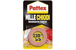 Pattex Millechiodi Tape, nastro biadesivo extra forte per applicazioni permanenti, nastro adesivo di montaggio per interni ed esterni, 19 mm x 1,5 m