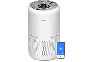 LEVOIT Smart Purificatore d'Aria per Allergie e PM2.5, Filtro HEPA, Guarda Qualità dell'Aria, Contro 99,97% dei Acari Polveri Pollini Odori Muffe, CADR 240m³/h, 50m², 22dB Modalità di Sonno&Auto