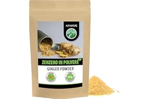 Polvere di zenzero (500g), zenzero macinato, 100% naturale, essiccato delicatamente e macinato, senza additivi, vegano, radice di zenzero