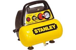 Stanley D 200 Compressore 6 Lt 1,5Hp, Pressione Max 8 Bar/116 Ps, Rumorosità 97 Db, ‎38 x 38 x 35 cm, 9 Kg