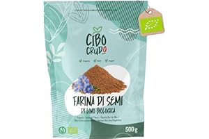 Farina di Semi di Lino Macinati Biologici - 500g. Farina Low Carb Ricca di Omega 3 e Fibre. Contiene Antiossidanti Fitosteroli e Proteine Vegetali.