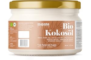 Olio di cocco biologico MonteNativo, 200 ml, grasso di cocco biologico, olio di cocco biologico, di alta qualità, nativo e naturale, 1. spremitura a freddo, qualità per cucinare, arrostire e cuocere
