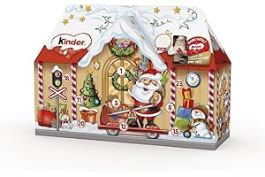 Kinder Dolce Casa - Calendario Avvento 2024, 24 Cioccolatini e Snack Assortiti Kinder, con Speciale Videomessaggio da Babbo Natale, Idea Regalo, Confezione da 234 gr